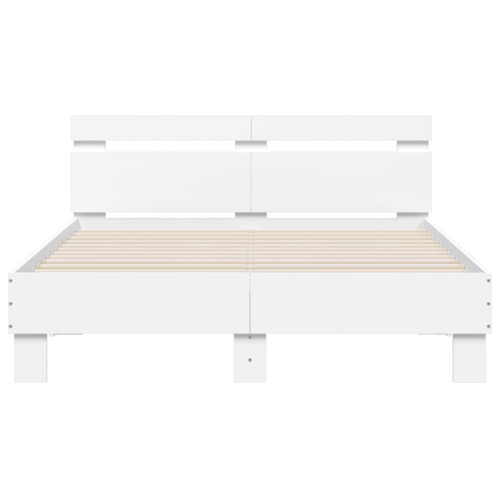 Bed Frame with LED without Mattress White 135x190 cm