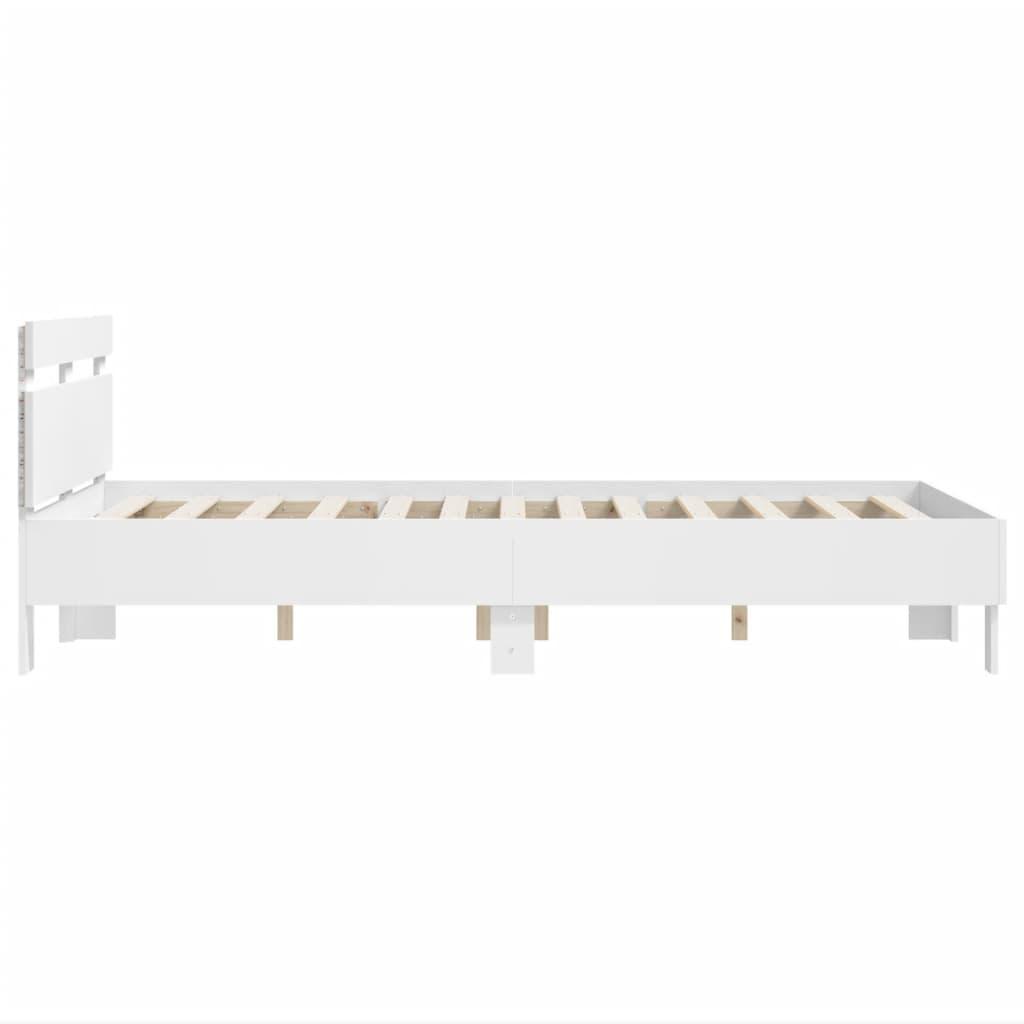 Bed Frame with LED without Mattress White 135x190 cm