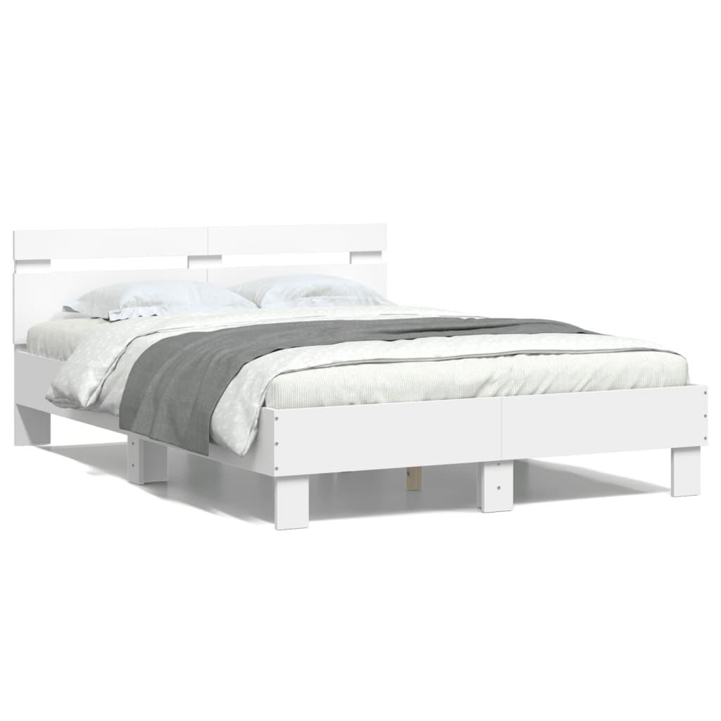 Bed Frame with LED without Mattress White 135x190 cm