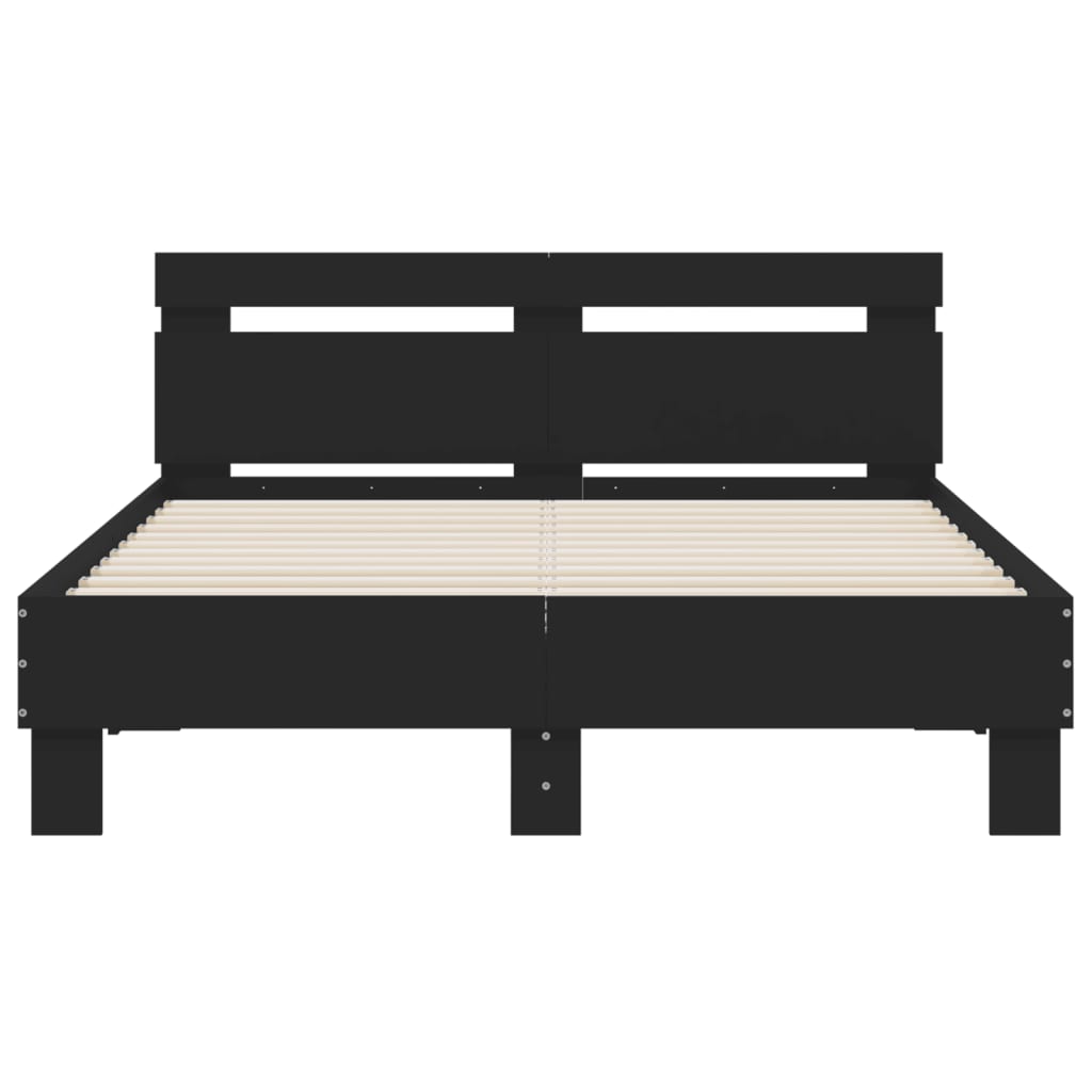 Bed Frame with LED without Mattress Black 135x190 cm