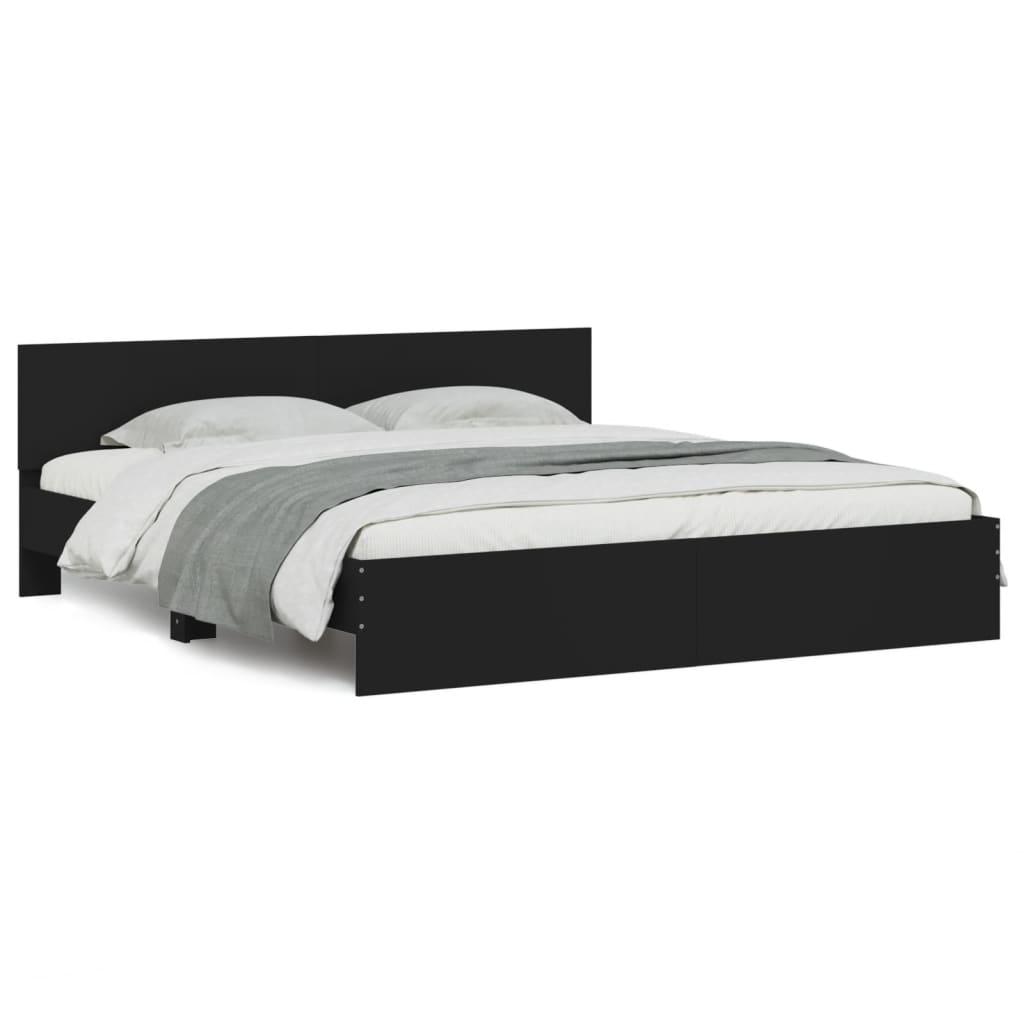 Bed Frame with LED without Mattress Black 183x203 cm King