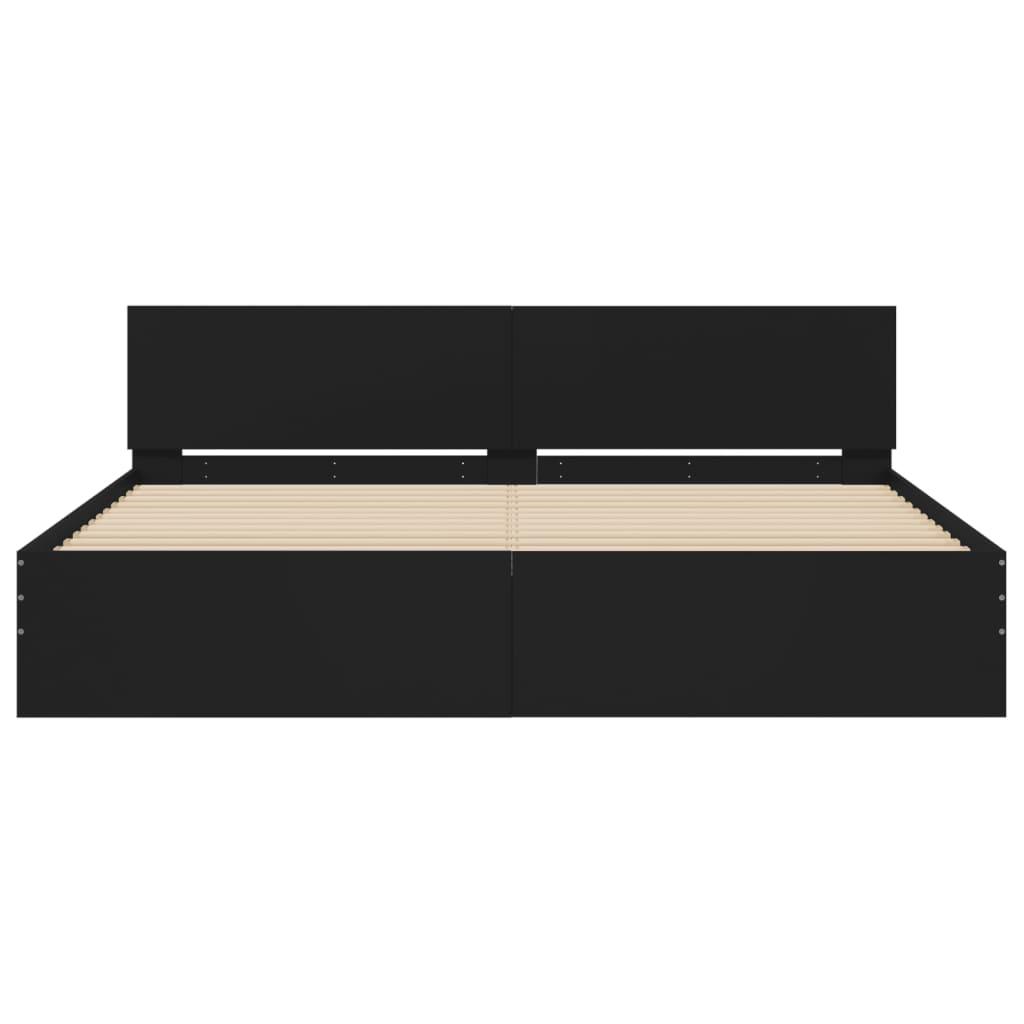 Bed Frame with LED without Mattress Black 183x203 cm King