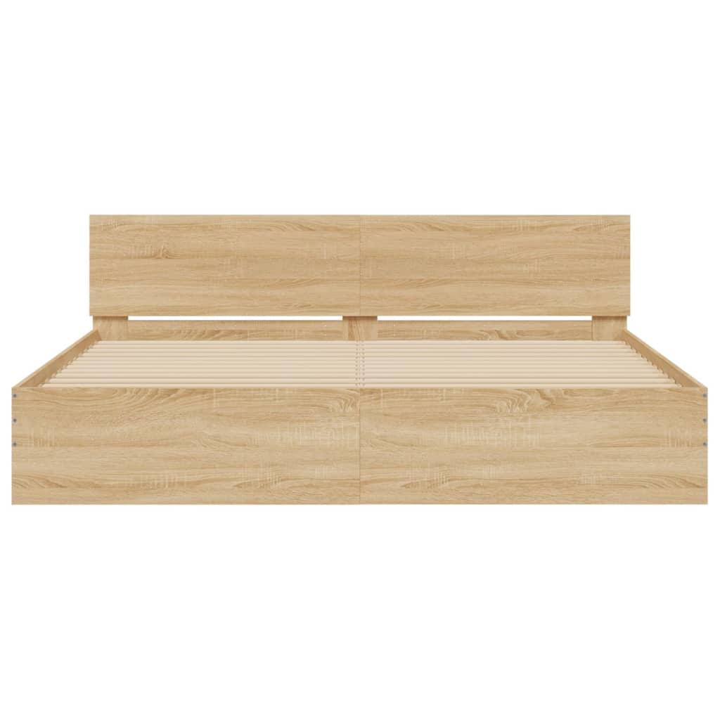 Bed Frame with LED without Mattress Sonoma Oak 183x203 cm King