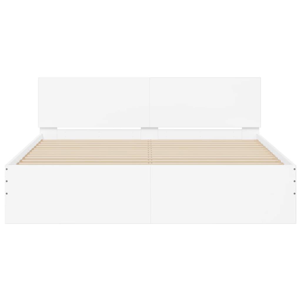 Bed Frame with LED without Mattress White 150x200 cm