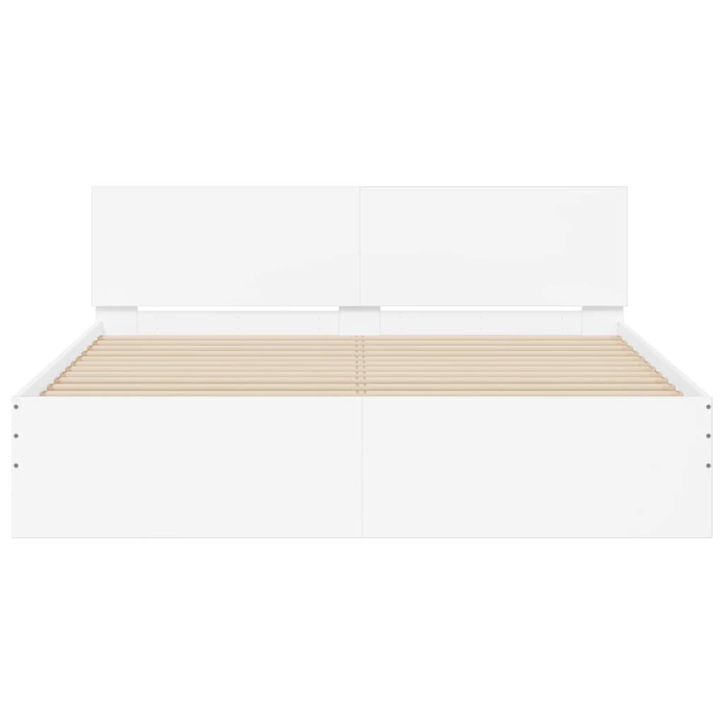 Bed Frame with LED without Mattress White 150x200 cm