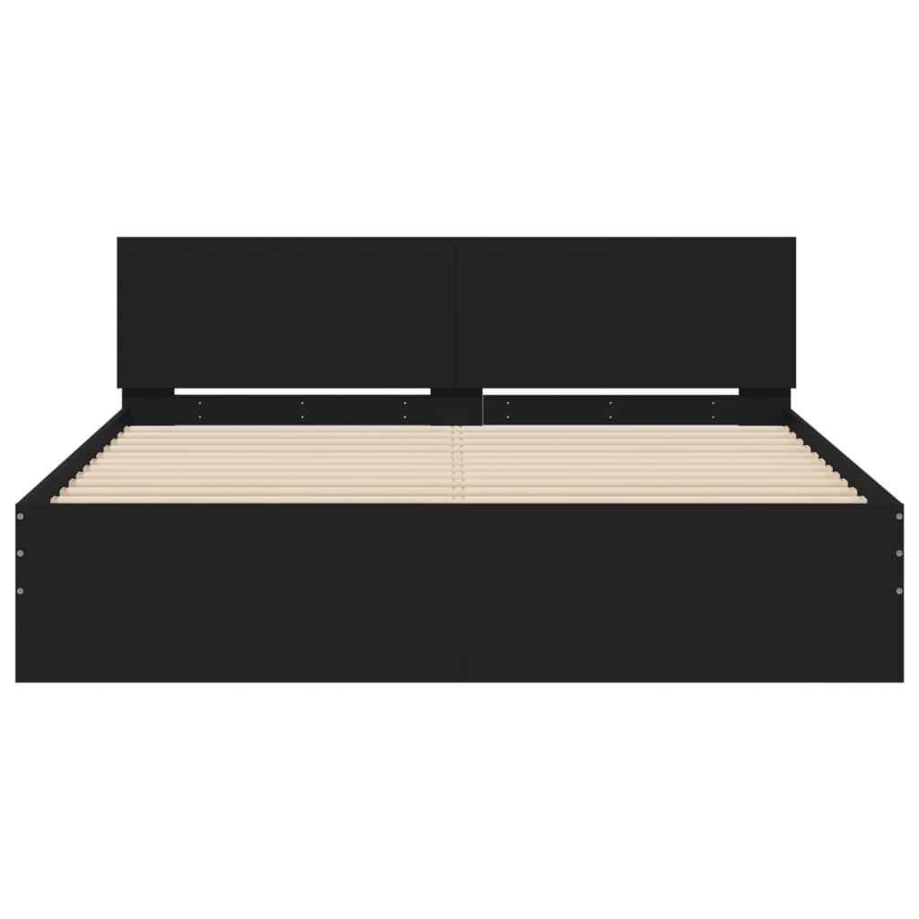 Bed Frame with LED without Mattress Black 150x200 cm