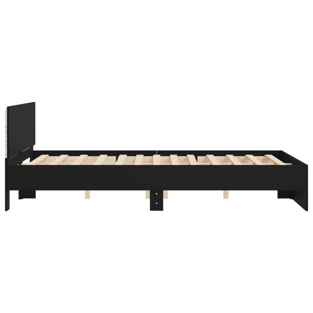 Bed Frame with LED without Mattress Black 150x200 cm