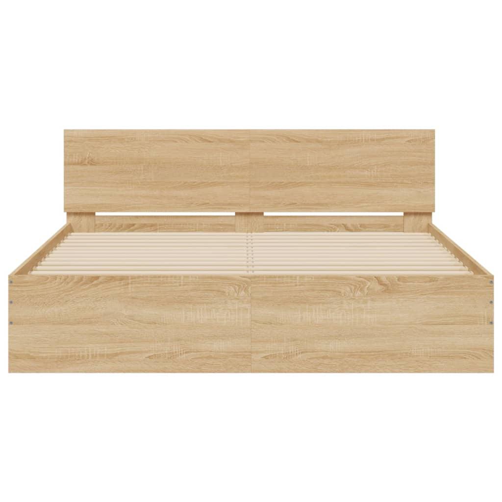 Bed Frame with LED without Mattress Sonoma Oak 150x200 cm