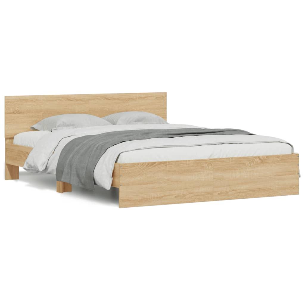 Bed Frame with LED without Mattress Sonoma Oak 150x200 cm