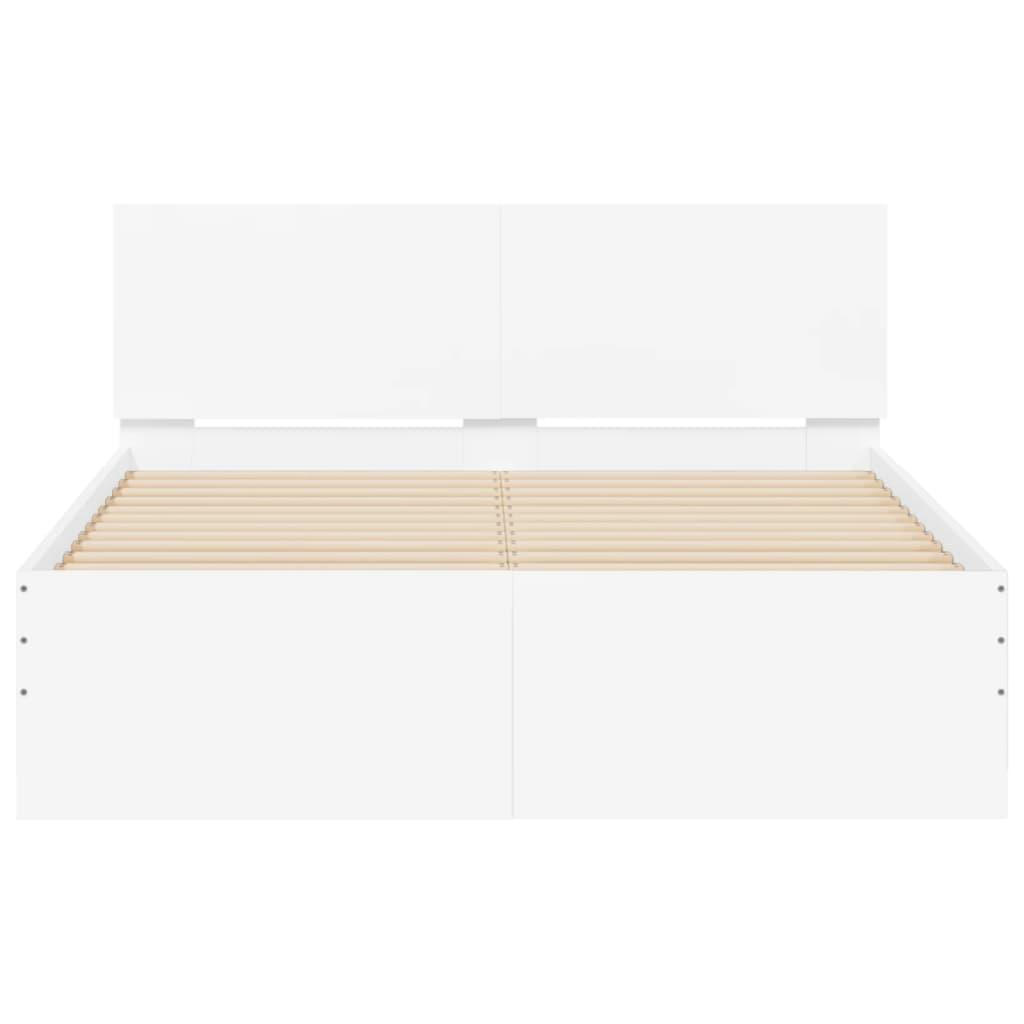 Bed Frame with LED without Mattress White 135x190 cm