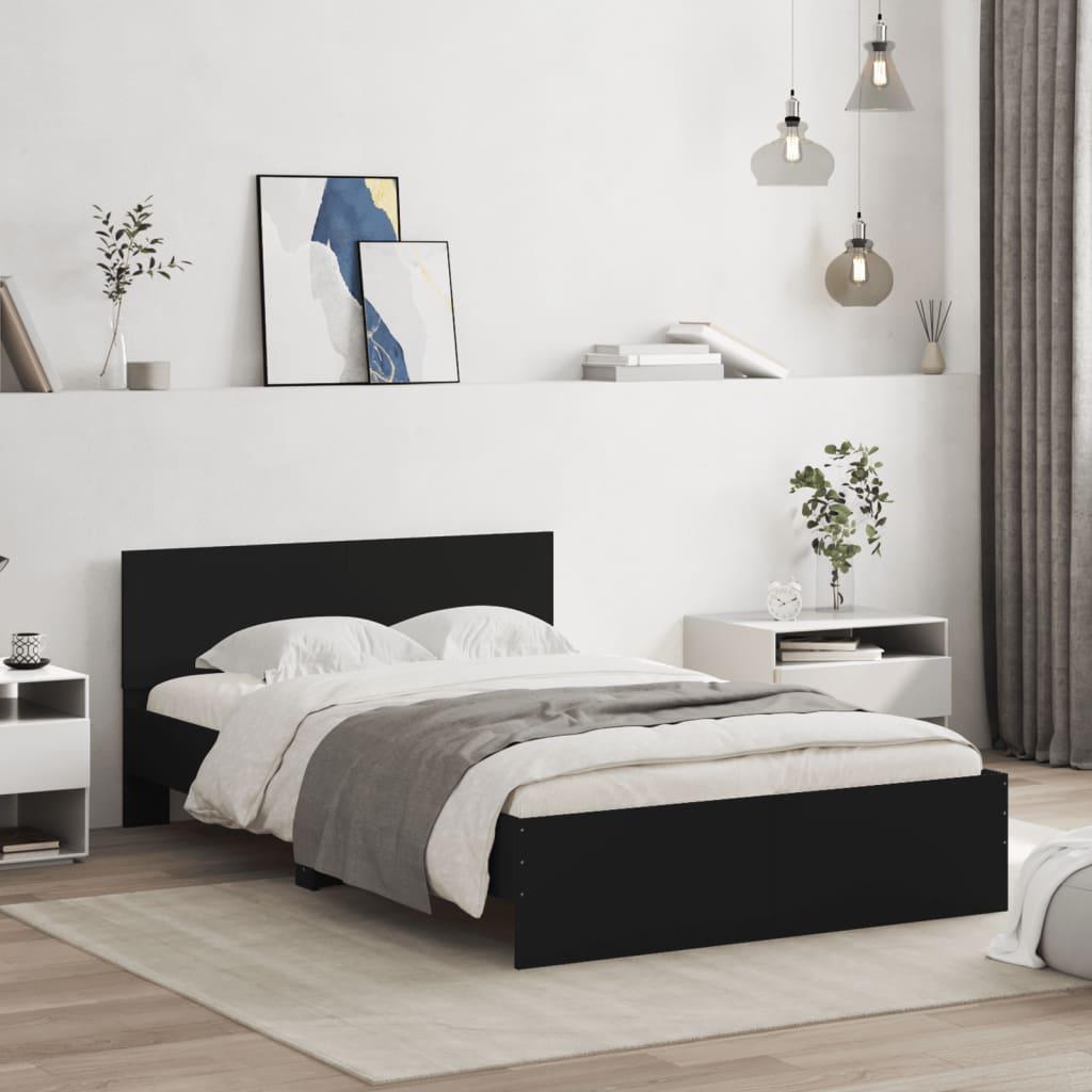Bed Frame with LED without Mattress Black 135x190 cm