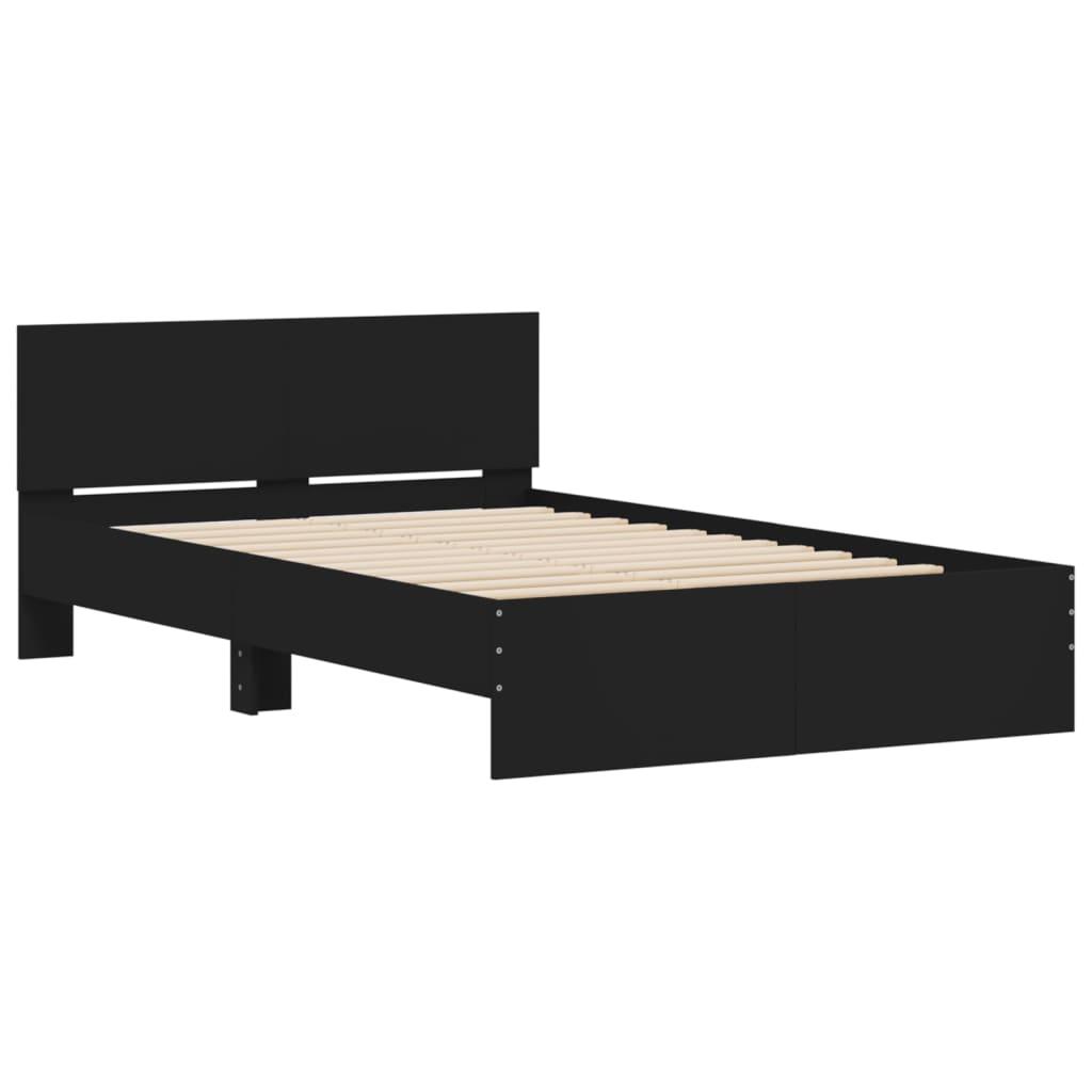 Bed Frame with LED without Mattress Black 135x190 cm