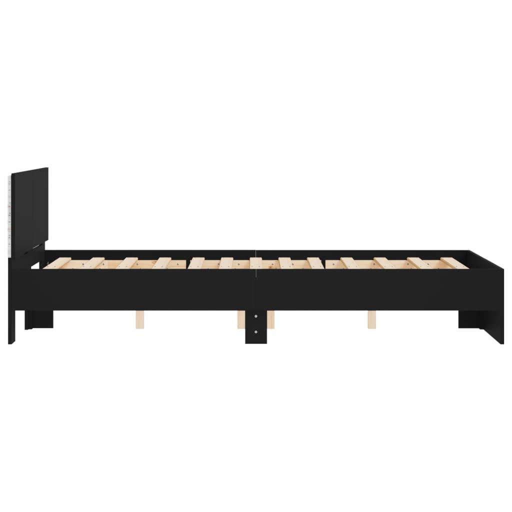 Bed Frame with LED without Mattress Black 135x190 cm