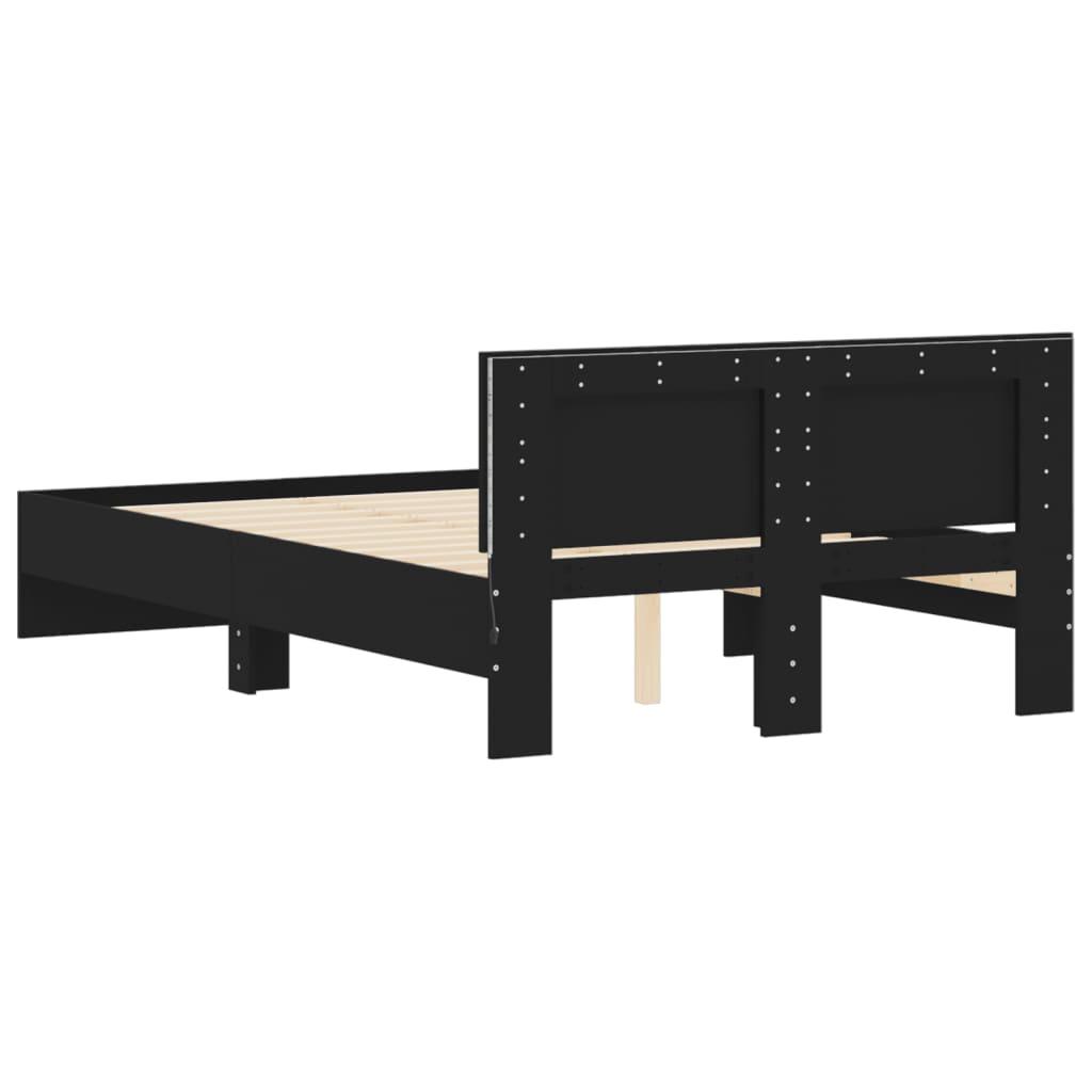 Bed Frame with LED without Mattress Black 135x190 cm