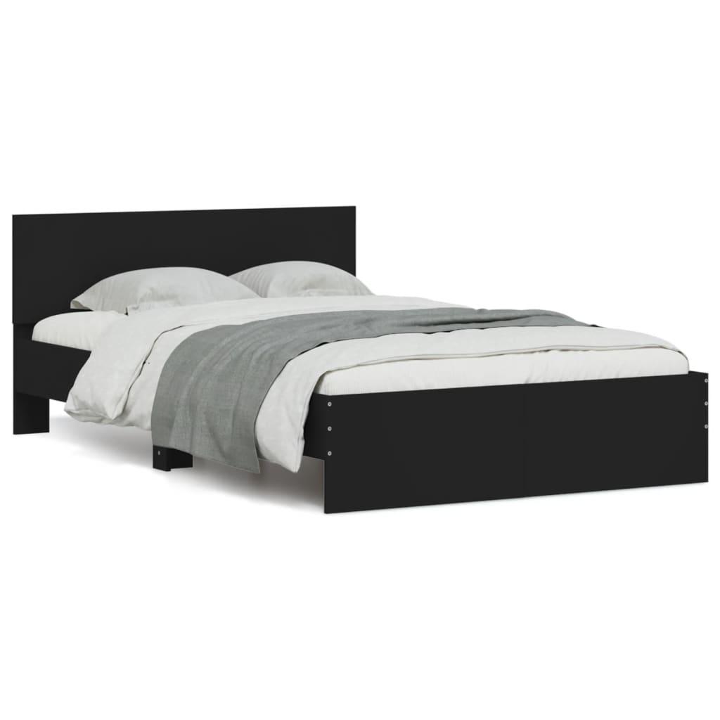 Bed Frame with LED without Mattress Black 135x190 cm