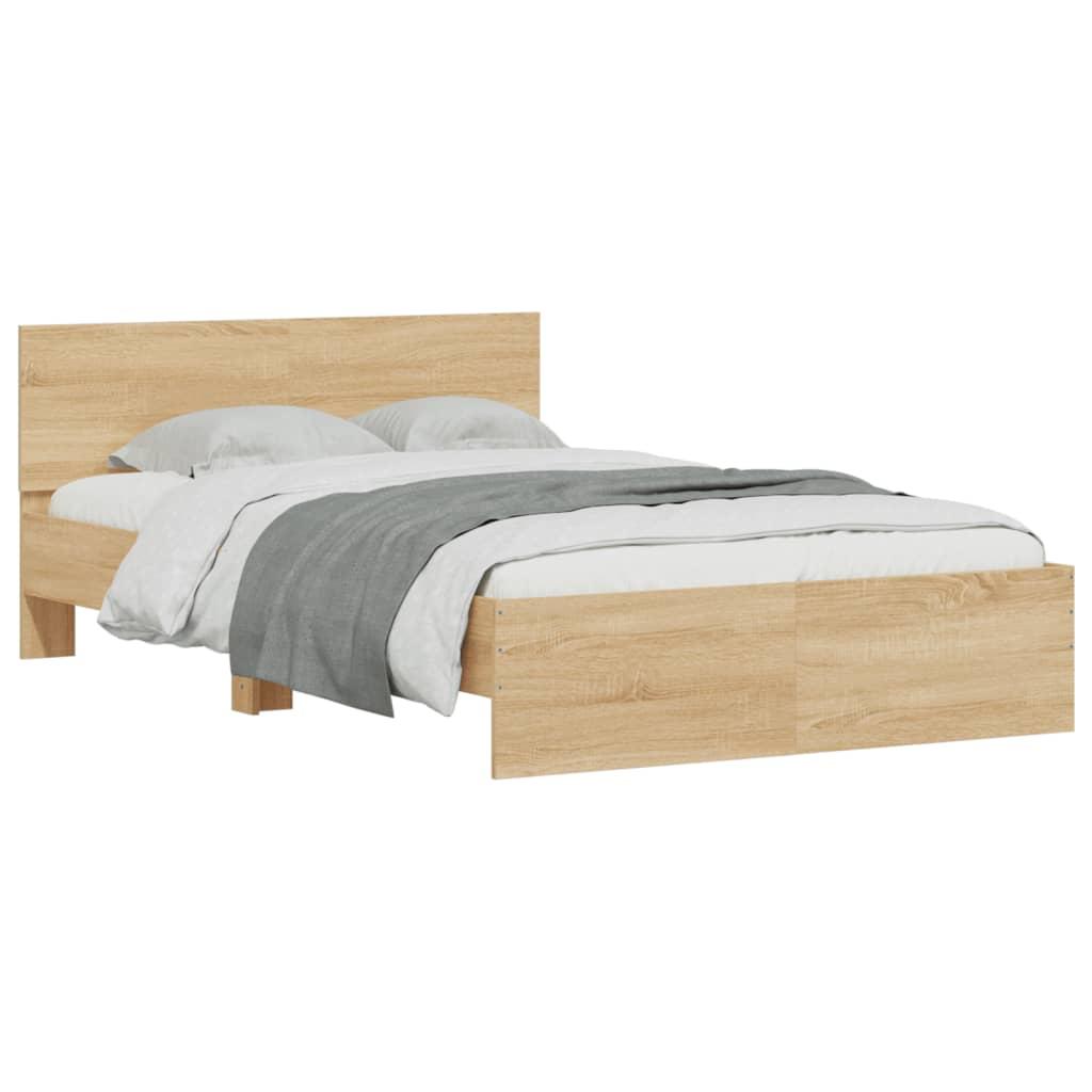 Bed Frame with LED without Mattress Sonoma Oak 135x190 cm