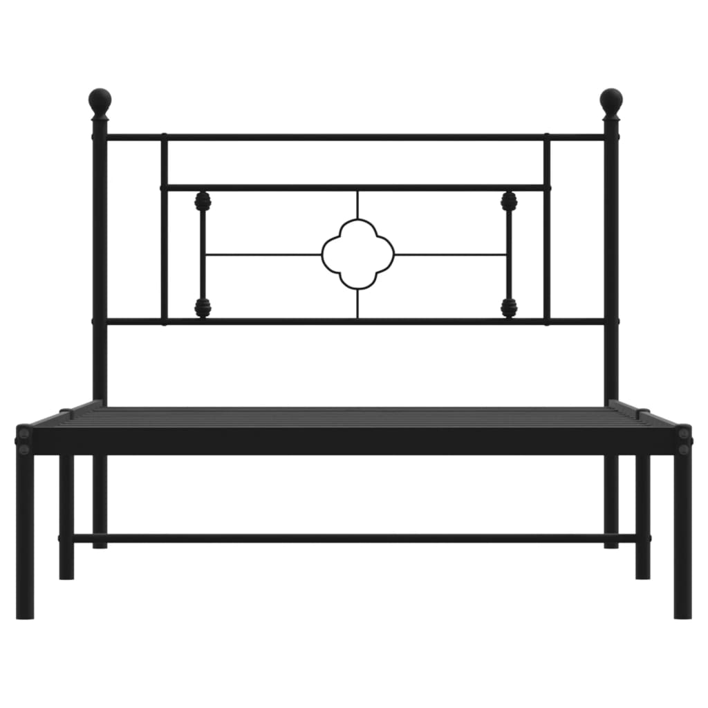 Metal Bed Frame without Mattress with Headboard Black 107x203 cm King Single