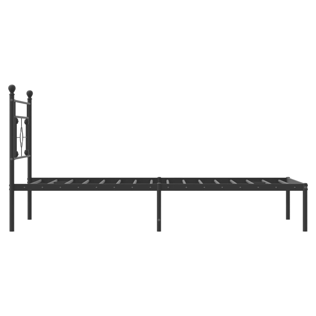 Metal Bed Frame without Mattress with Headboard Black 107x203 cm King Single