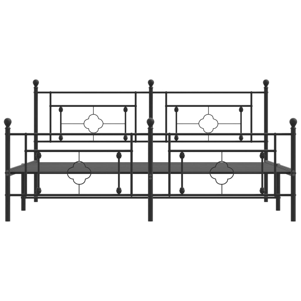 Metal Bed Frame without Mattress with Footboard Black 183x203 cm King