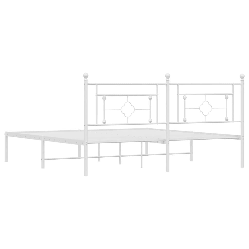 Metal Bed Frame without Mattress with Headboard White 183x203 cm King