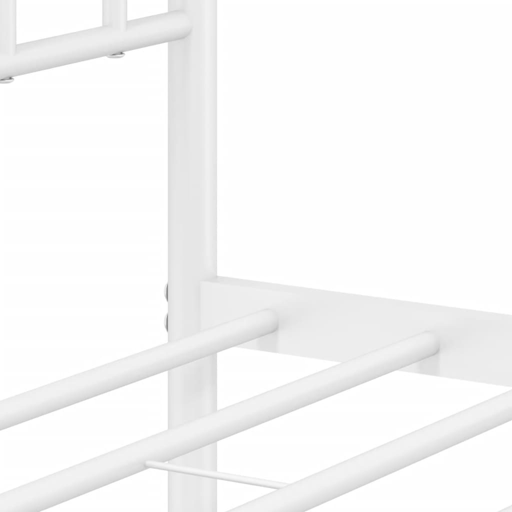 Metal Bed Frame without Mattress with Headboard White 183x203 cm King