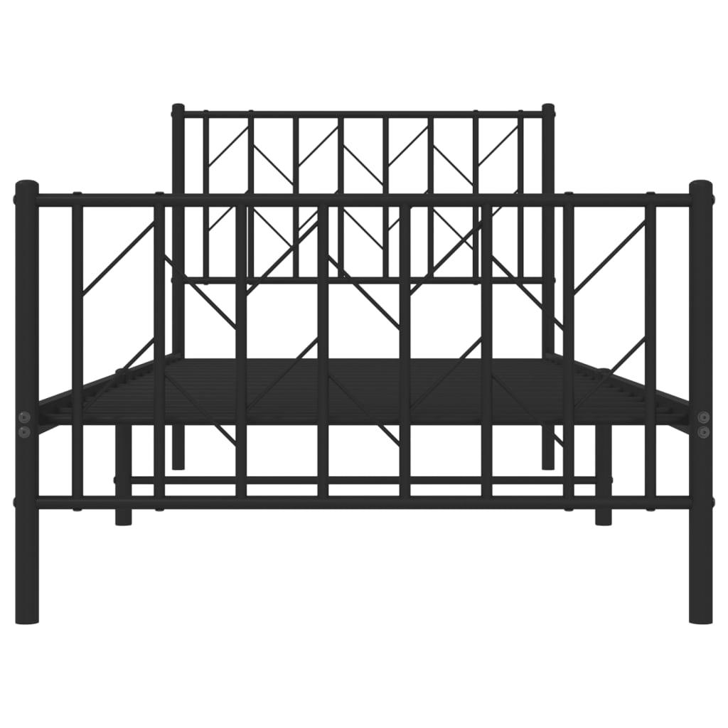 Metal Bed Frame without Mattress with Footboard Black 90x190 cm