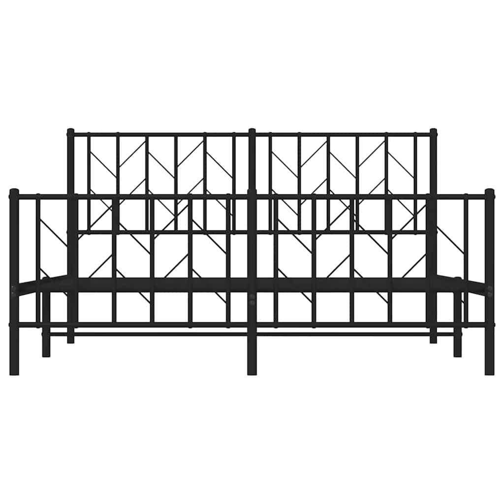 Metal Bed Frame without Mattress with Footboard Black 150x200 cm