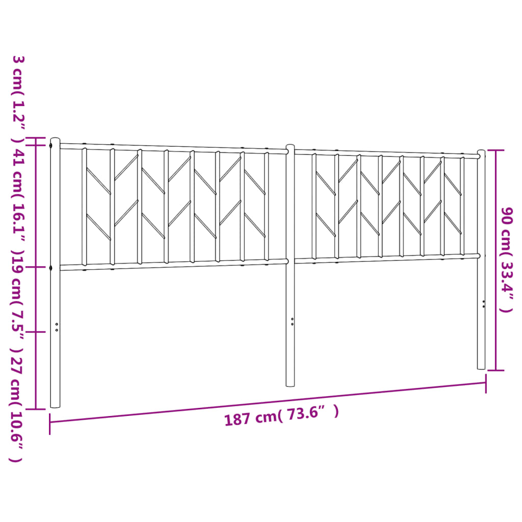 Metal Headboard Black 183 cm King