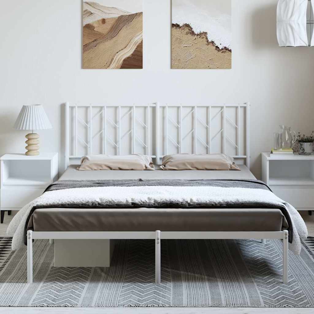 Metal Bed Frame without Mattress with Headboard White 150x200 cm