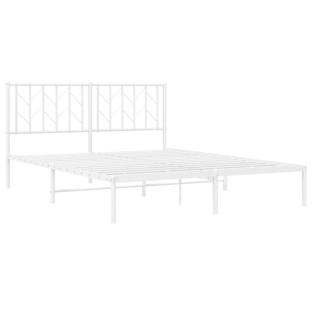 Metal Bed Frame without Mattress with Headboard White 150x200 cm