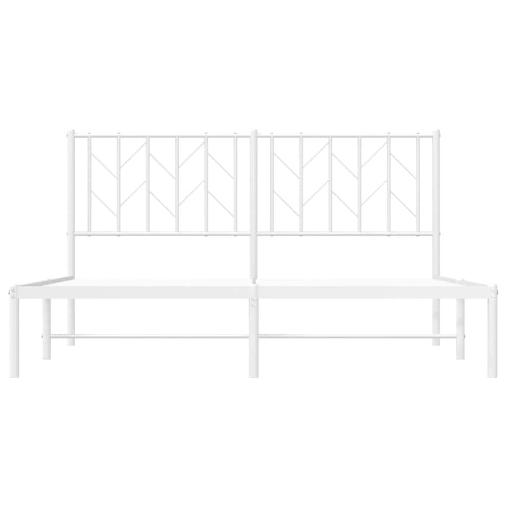 Metal Bed Frame without Mattress with Headboard White 150x200 cm