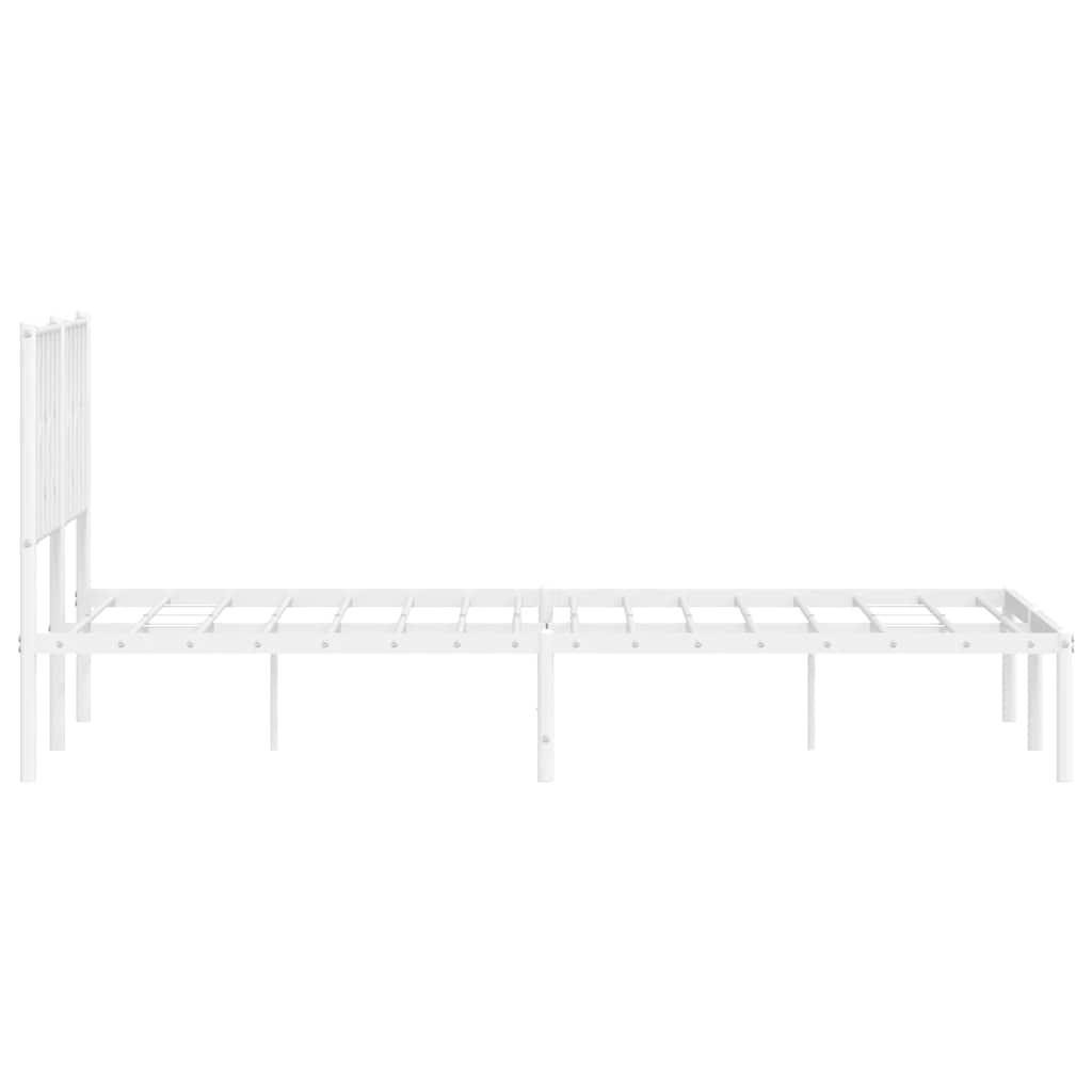 Metal Bed Frame without Mattress with Headboard White 150x200 cm