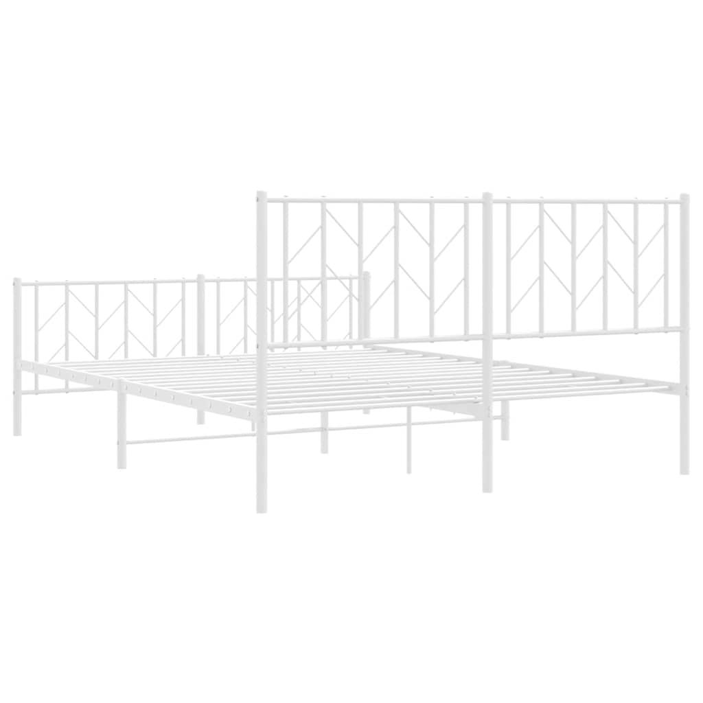 Metal Bed Frame without Mattress with Footboard White 150x200 cm