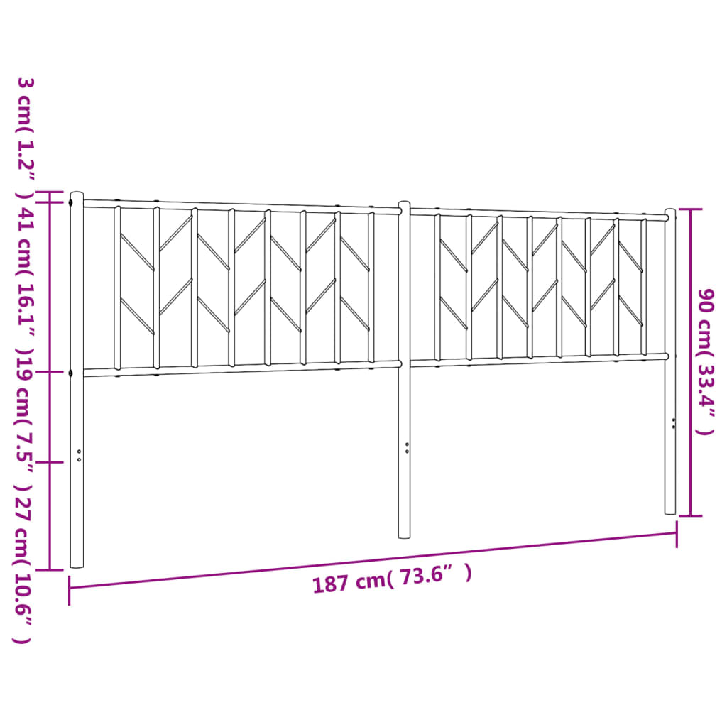 Metal Headboard White 183 cm King