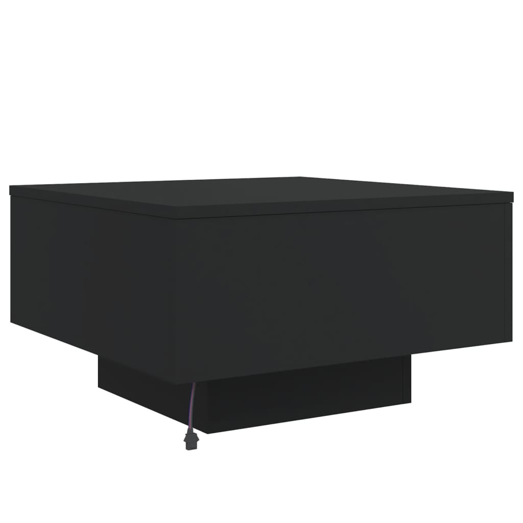 Coffee Table with LED Lights Black 55x55x31 cm