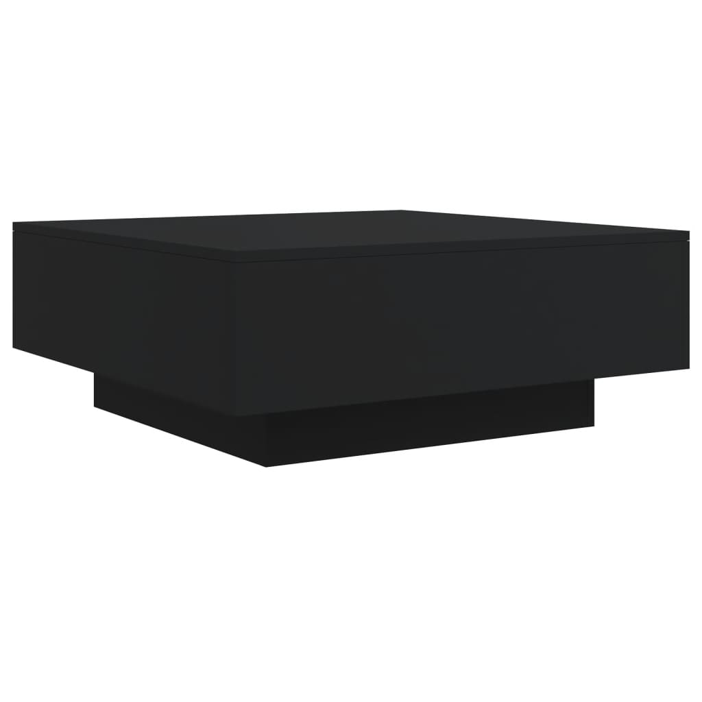 Coffee Table with LED Lights Black 80x80x31 cm