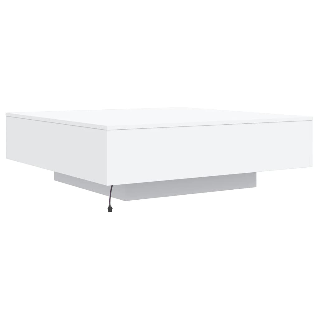 Coffee Table with LED Lights White 100x100x31 cm