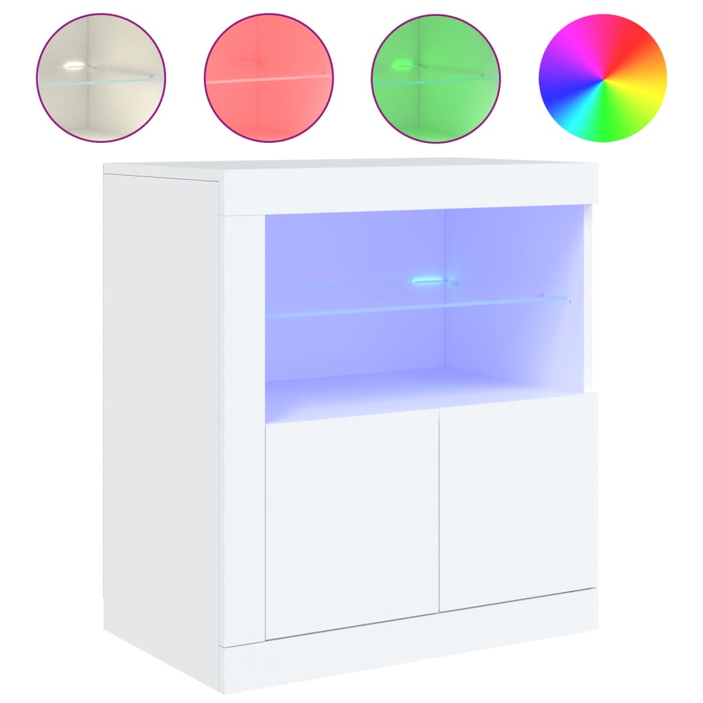 Sideboard with LED Lights White 60.5x37x67 cm