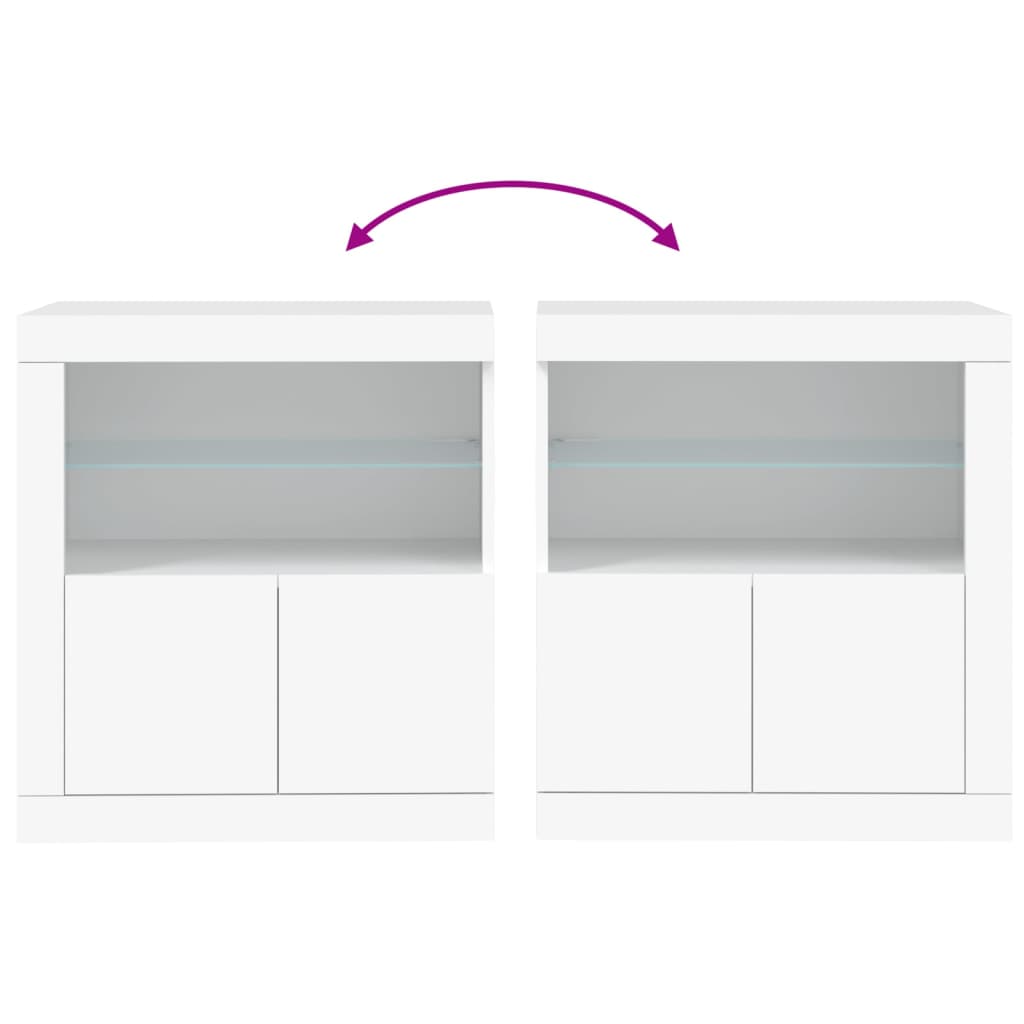 Sideboard with LED Lights White 60.5x37x67 cm