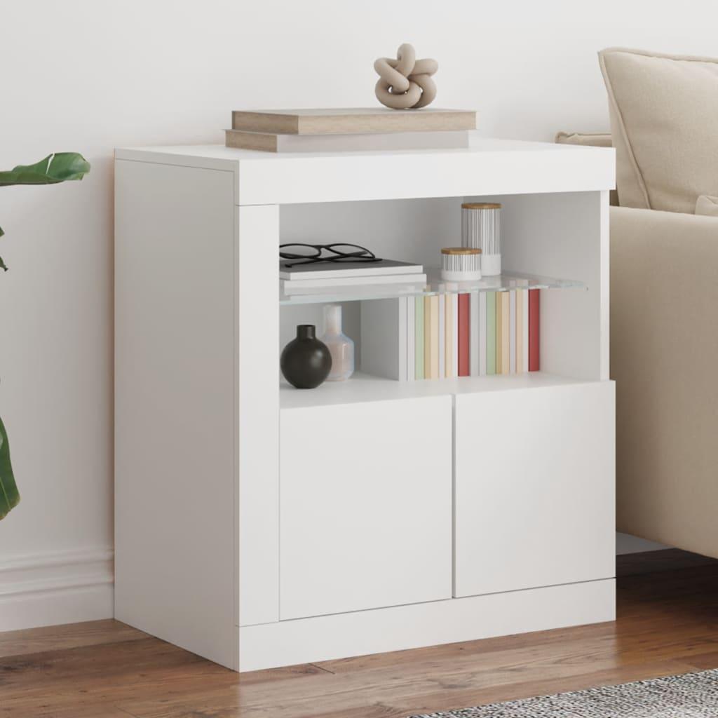 Sideboard with LED Lights White 60.5x37x67 cm