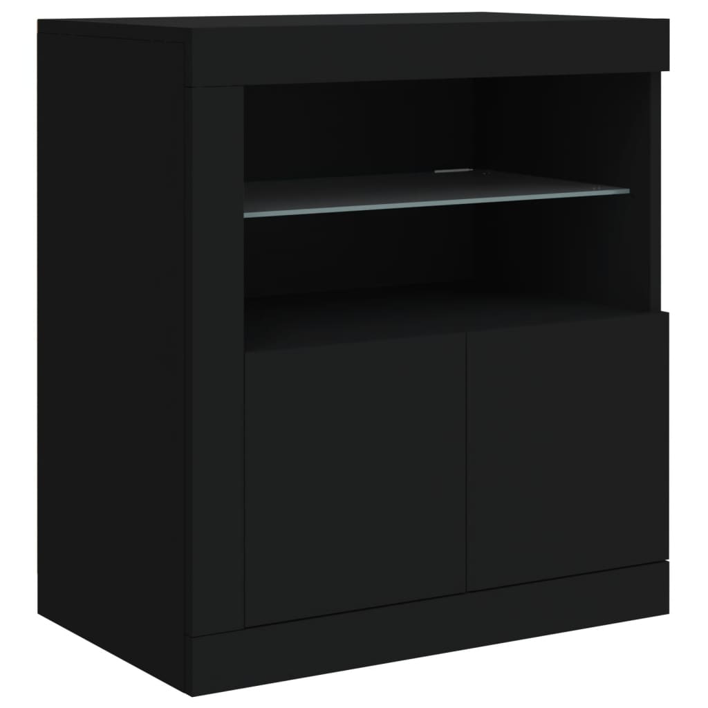 Sideboard with LED Lights Black 60.5x37x67 cm