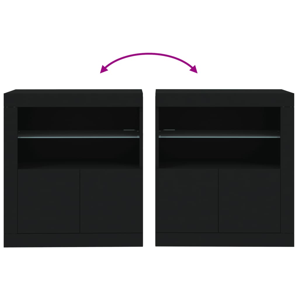 Sideboard with LED Lights Black 60.5x37x67 cm