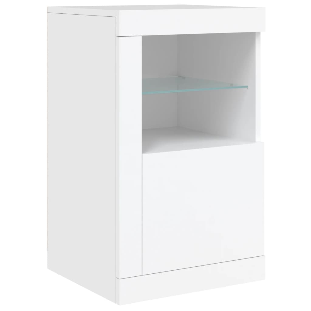 Side Cabinets with LED Lights 2 pcs White Engineered Wood