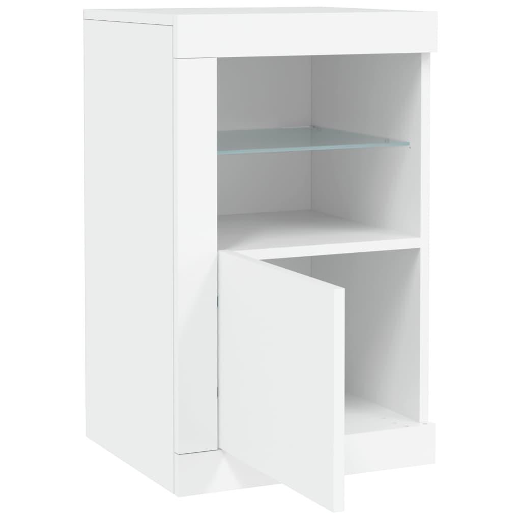 Side Cabinets with LED Lights 2 pcs White Engineered Wood