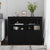 Side Cabinets with LED Lights 2 pcs Black Engineered Wood