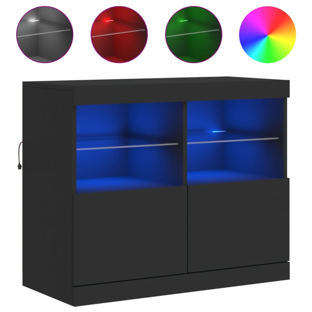 Sideboard with LED Lights Black 81x37x67 cm
