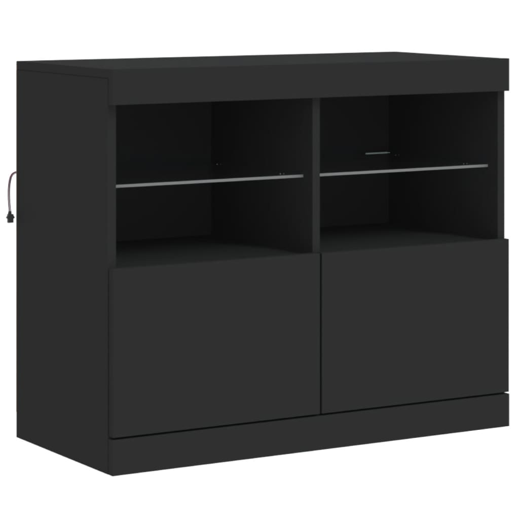 Sideboard with LED Lights Black 81x37x67 cm
