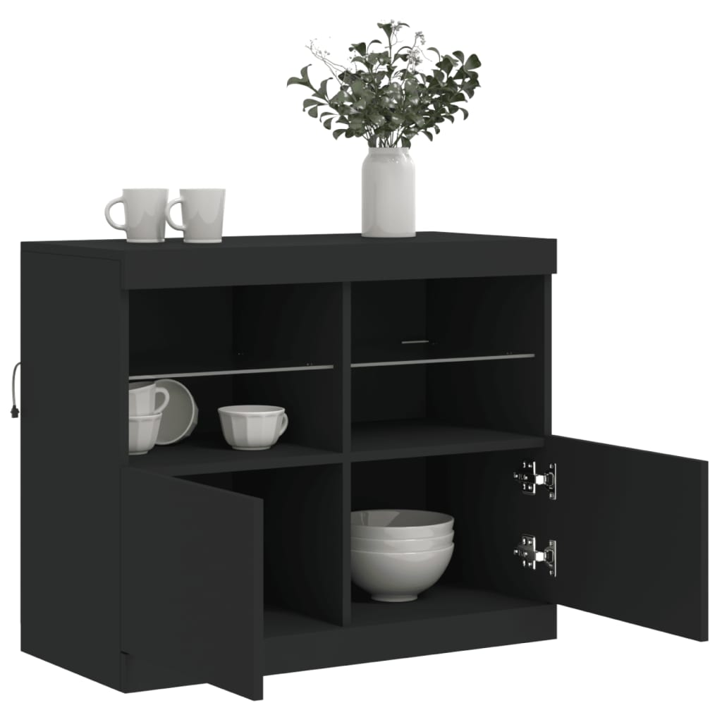 Sideboard with LED Lights Black 81x37x67 cm