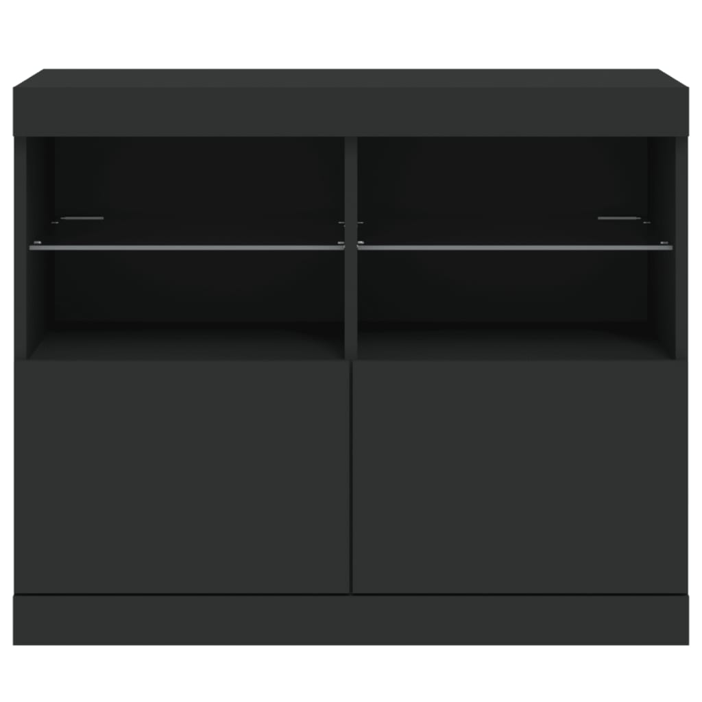 Sideboard with LED Lights Black 81x37x67 cm