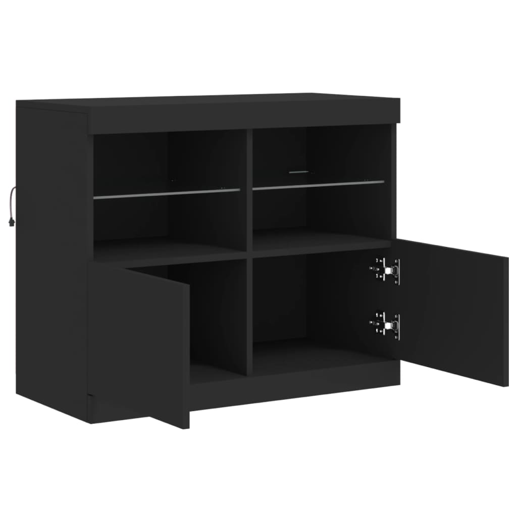 Sideboard with LED Lights Black 81x37x67 cm